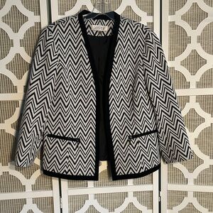 Kasper Women's Zigzag Patterned Lined Blazer Zippered Pockets size 12